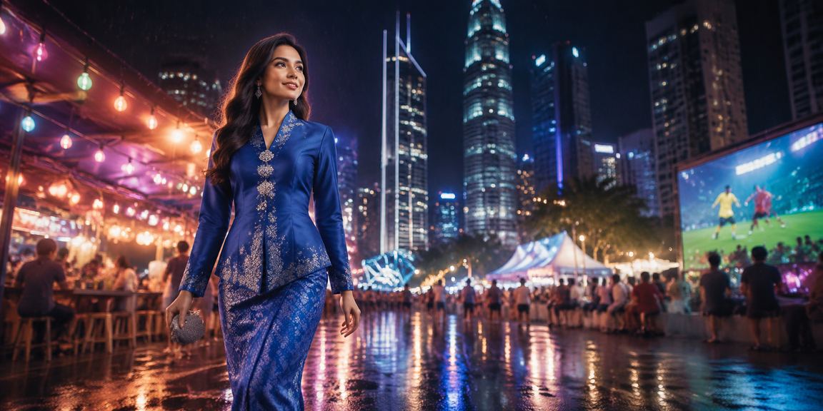 Pengguna wanita dari Kuala Lumpur menggunakan platform pertaruhan dengan pakaian tradisional baju kurung